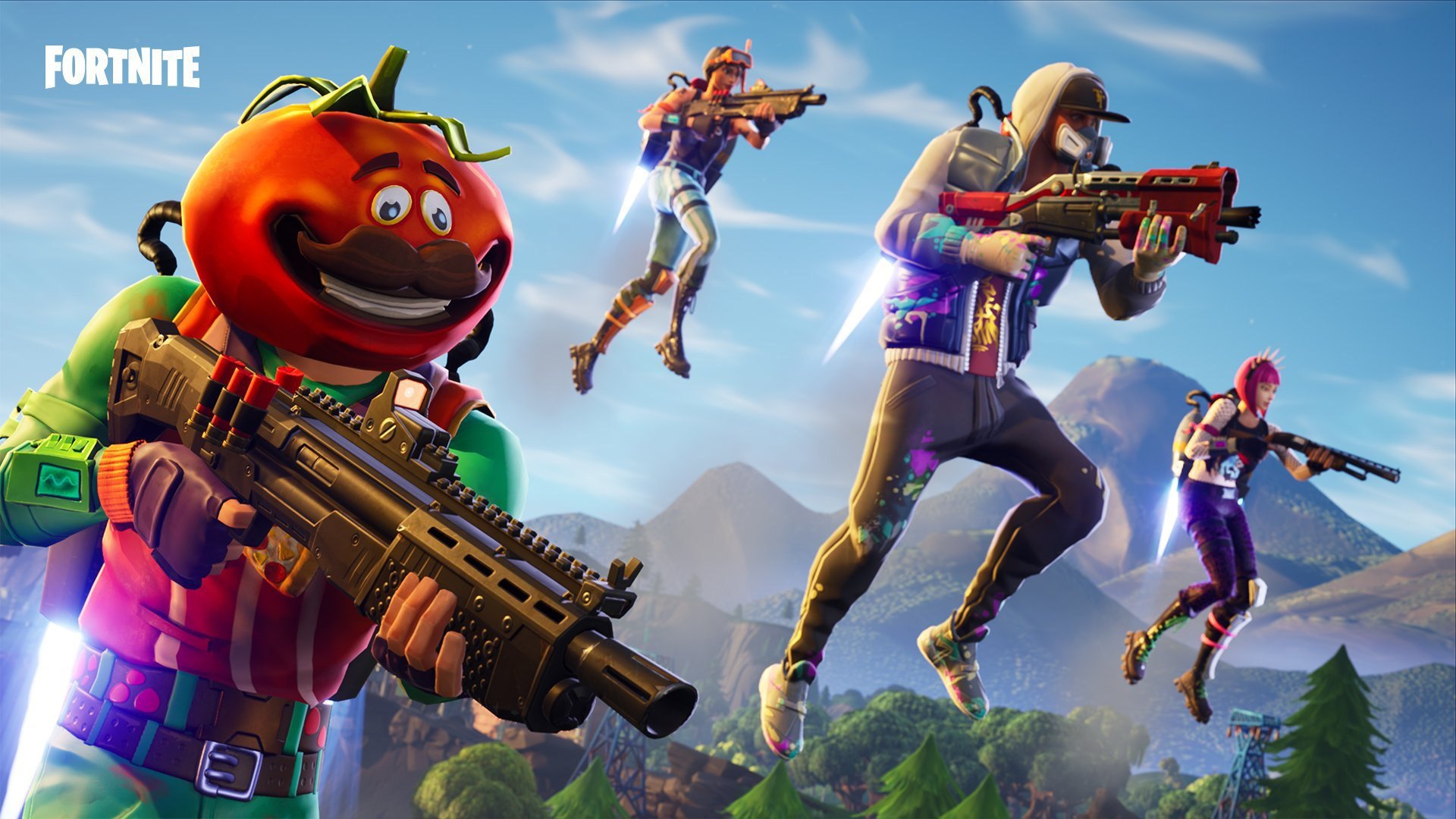 Fortnite characters ysubg jetpacks to fly while holding shotguns