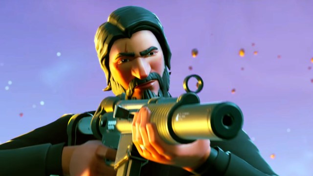 John Wick holding an SMG in Fortnite