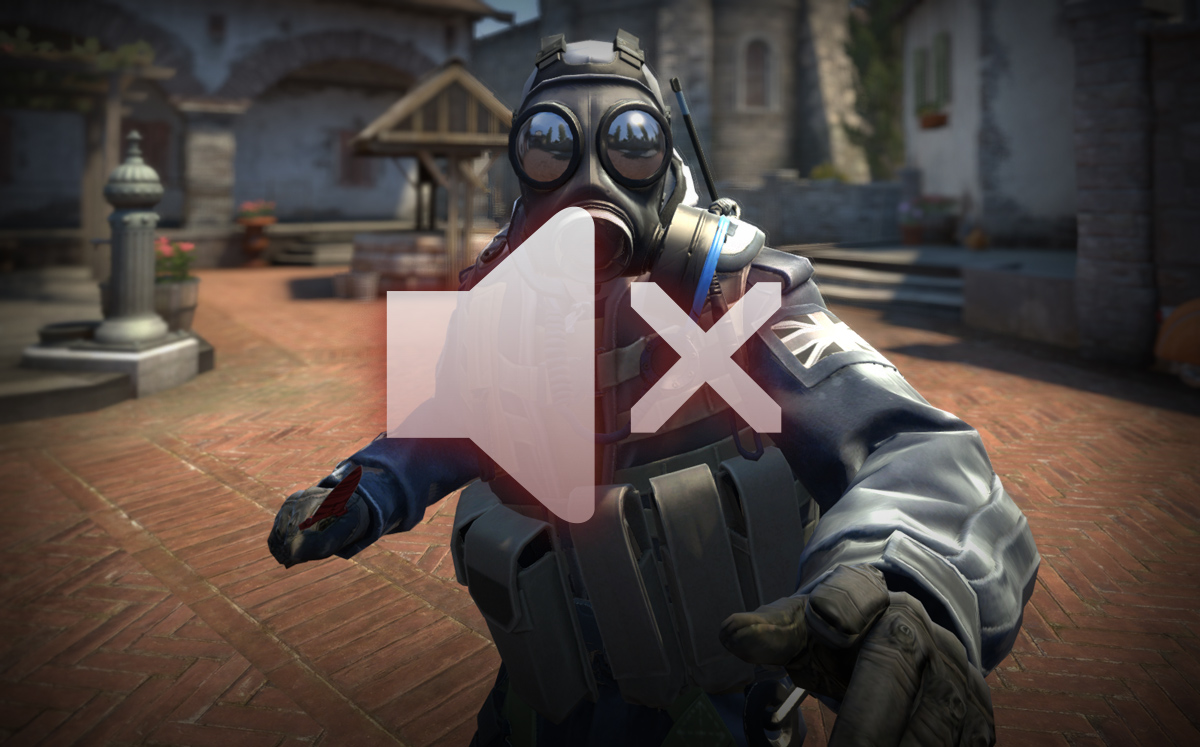 A screenshot of a counter-terrorist with the mute symbol.