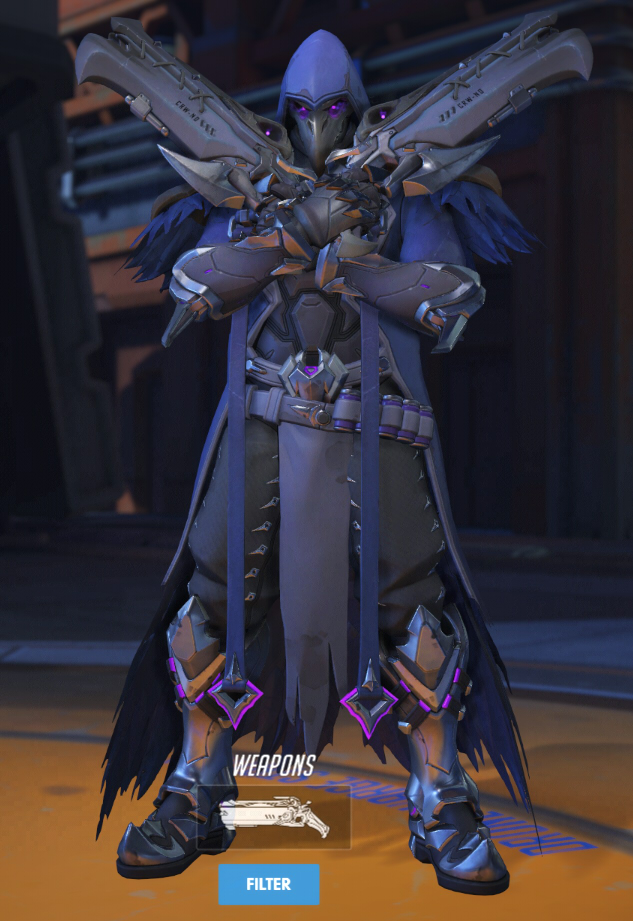 Reaper wears a dark purple crow-inspired skin.