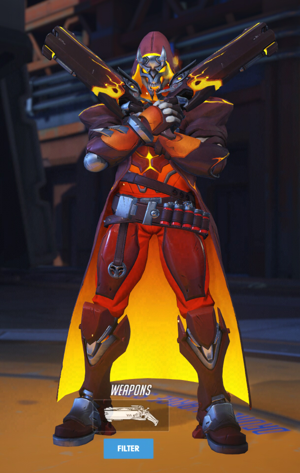 Reaper wears a fiery demon-inspired skin.