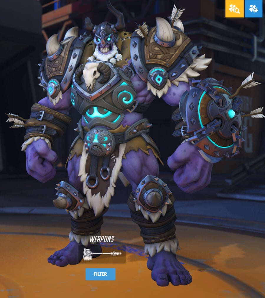 Reinhardt wears a Viking-inspired Halloween skin.