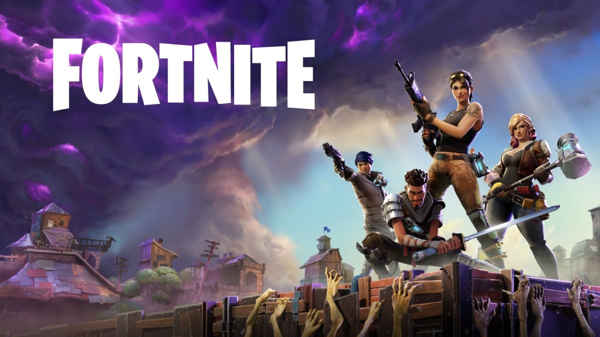 The original Fortnite logo and starting screen.