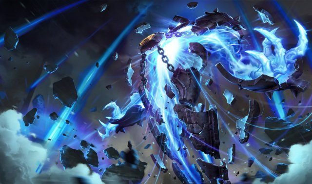 Xerath charges up on the Rift in League of Legends.