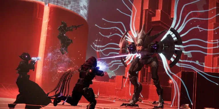 players attacking a red monster in destiny 2