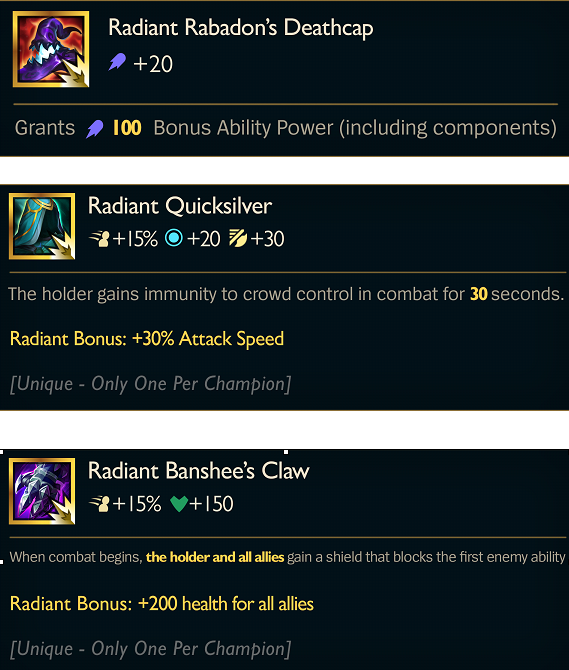 TFT Set 5.5 Radiant Items