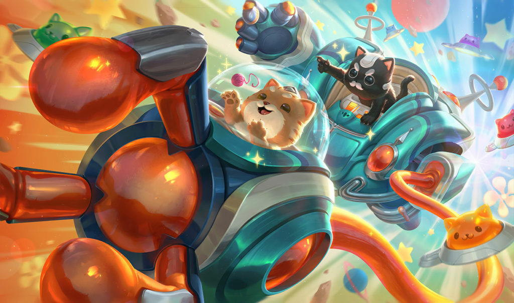 Blitzcrank wearing his Space Groove skin.