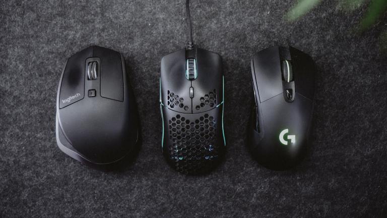 three computer mice in a row