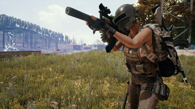 Player aiming with a weapon in PUBG Mobile