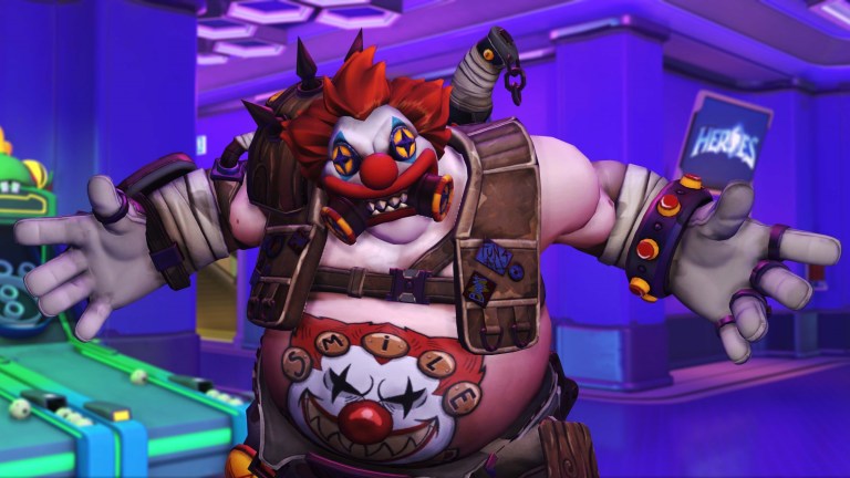 Overwatch Roadhog clown skin.