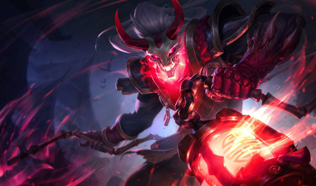 Thresh wearing his Blood Moon skin.