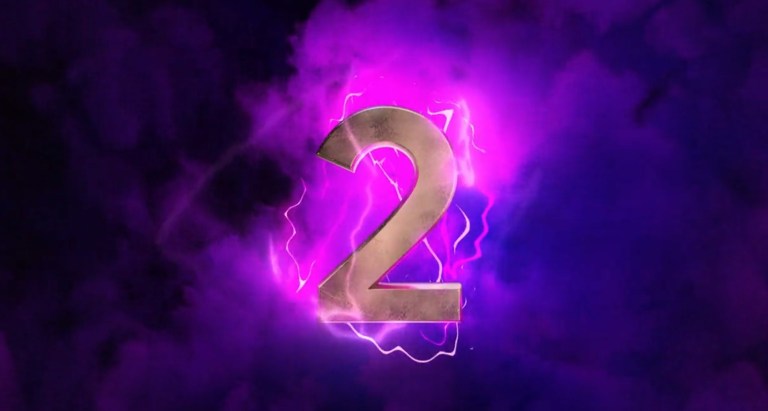 A number two is shown against a smoky purple background.