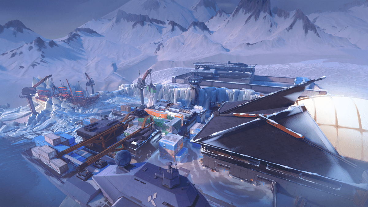 Bird view of the Icebox map in VALORANT.