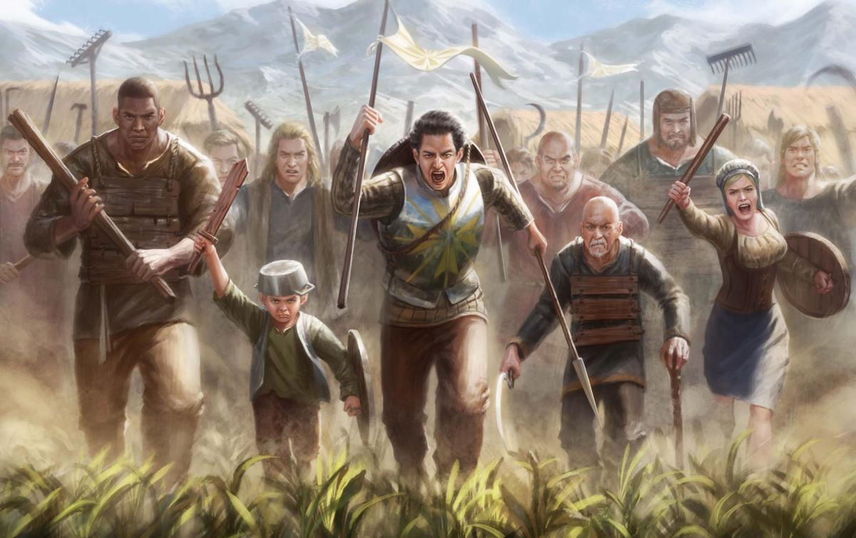 Flesh and Blood key art, showing several characters seemingly charging into battle.