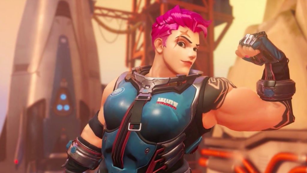 Zarya flexing her left arm in Overwatch 2.