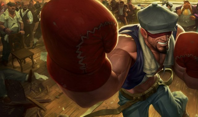 Lee Sin swings a red gloved fist in League of Legends