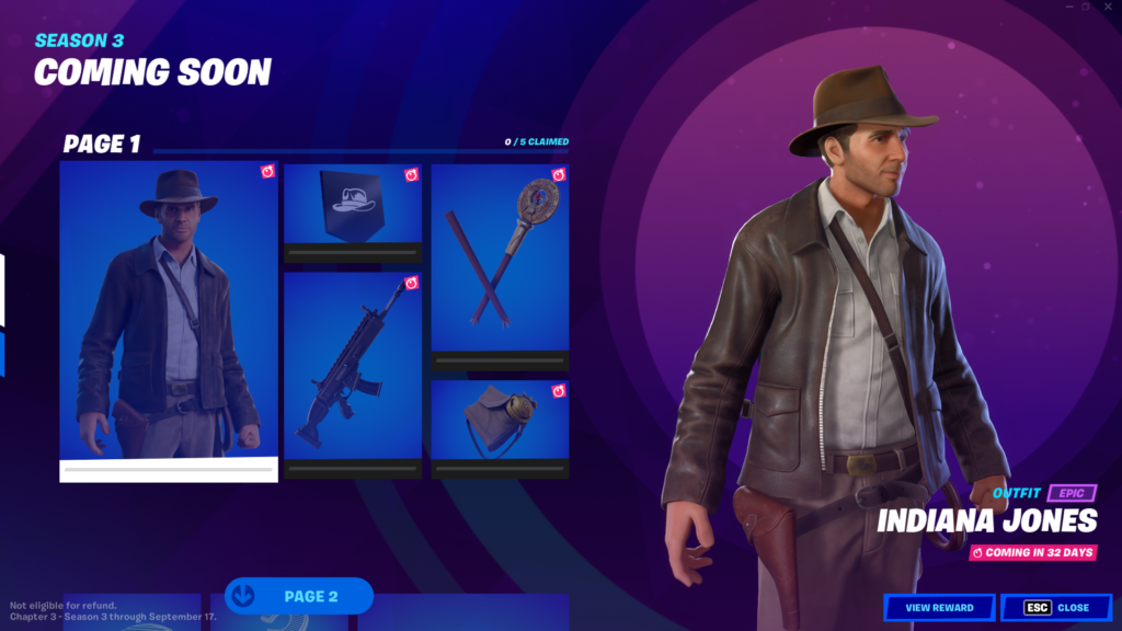 Indiana Jones in Fortnite's engine