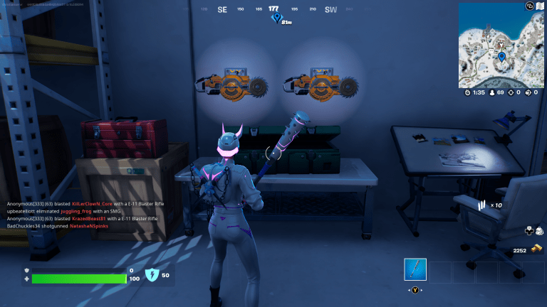 Fortnite's Sawblade Launcher the Ripsaw on the wall