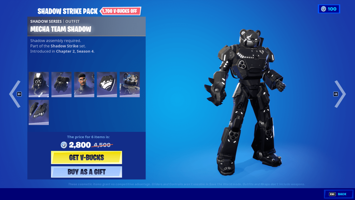 Mecha Team Shadow bear mech from Fortnite