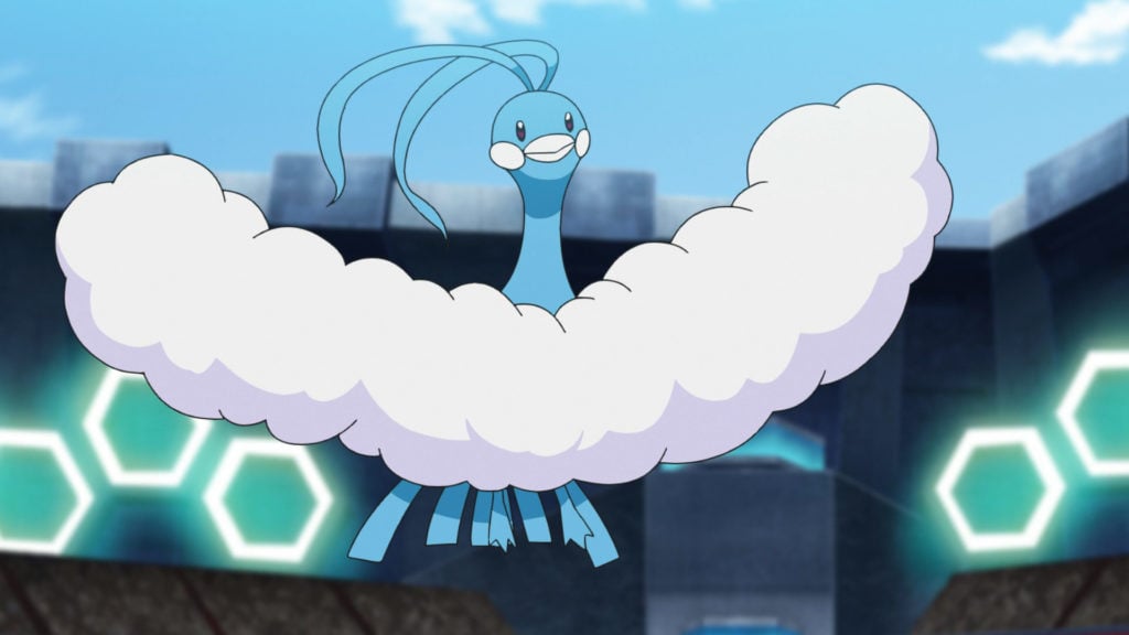 An Altaria in the air.