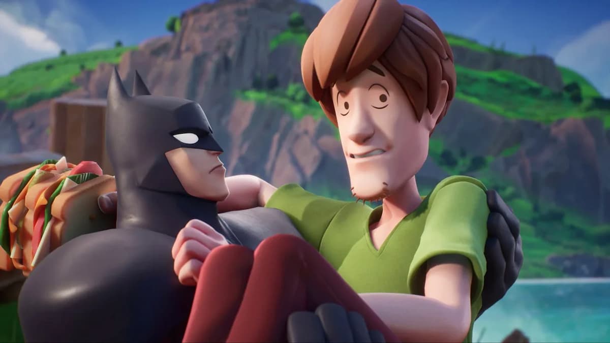 Batman holding shaggy in multiversus