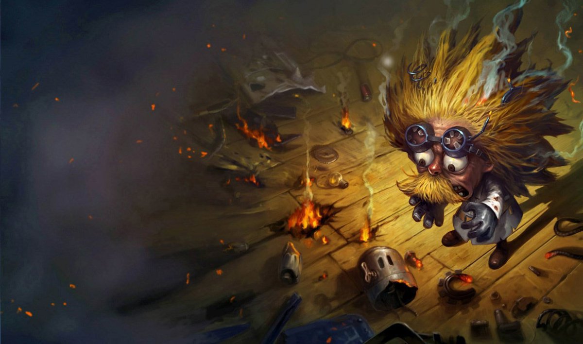 Heimerdinger explodes something in League of Legends