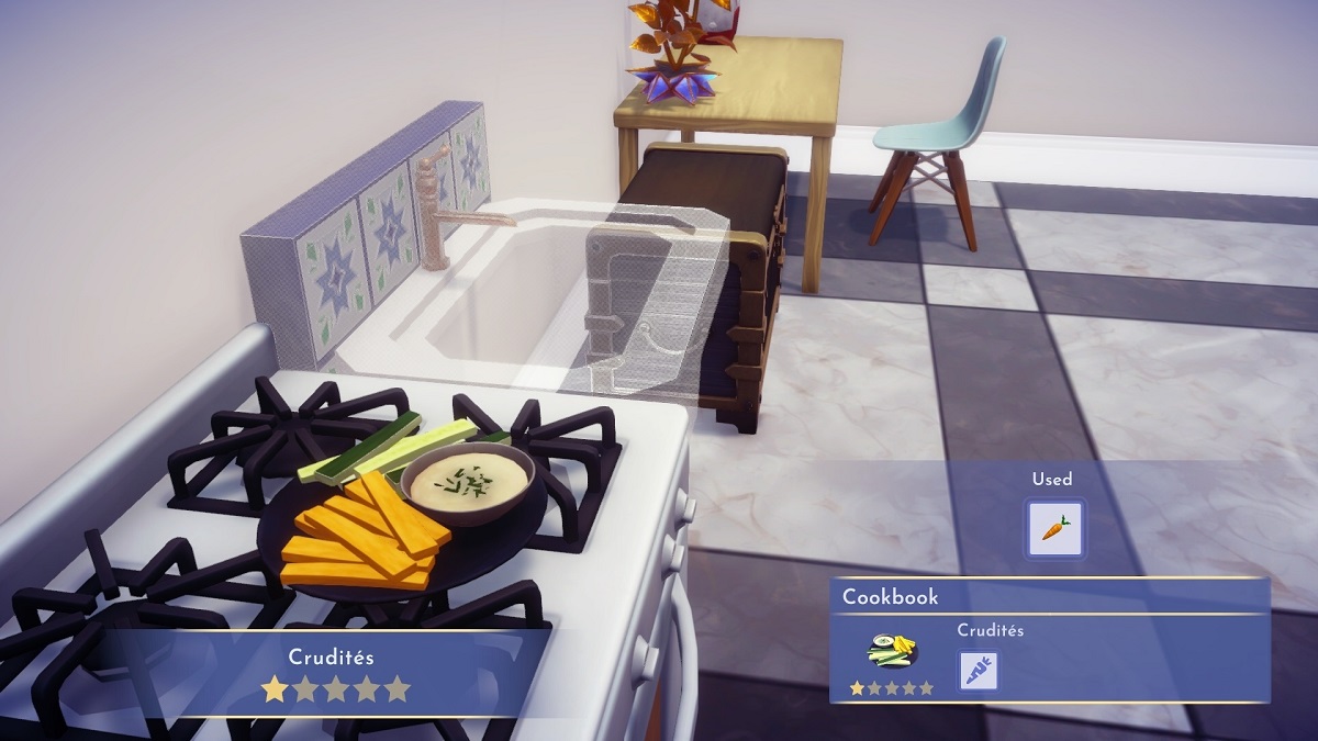 crudite platter on a stove in disney dreamlight valley