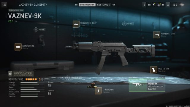 A screenshot of the best Vaznev-9K loadout for MW2.