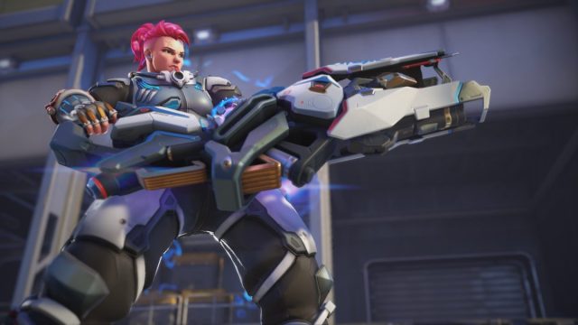 Zarya hoisting her Particle Cannon in Overwatch 2