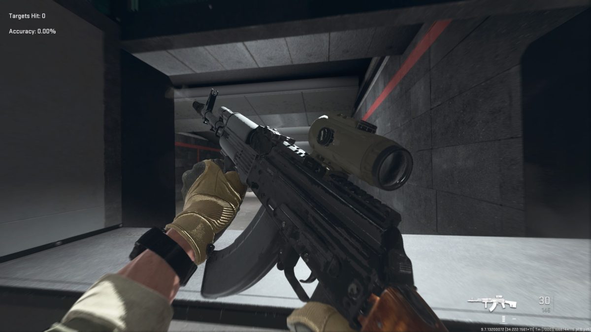 The Kastov 762 in MW2's firing range.