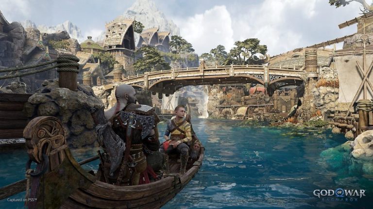 Atreus and Kratos arrive in Svartalfheim in God of War Ragnarok