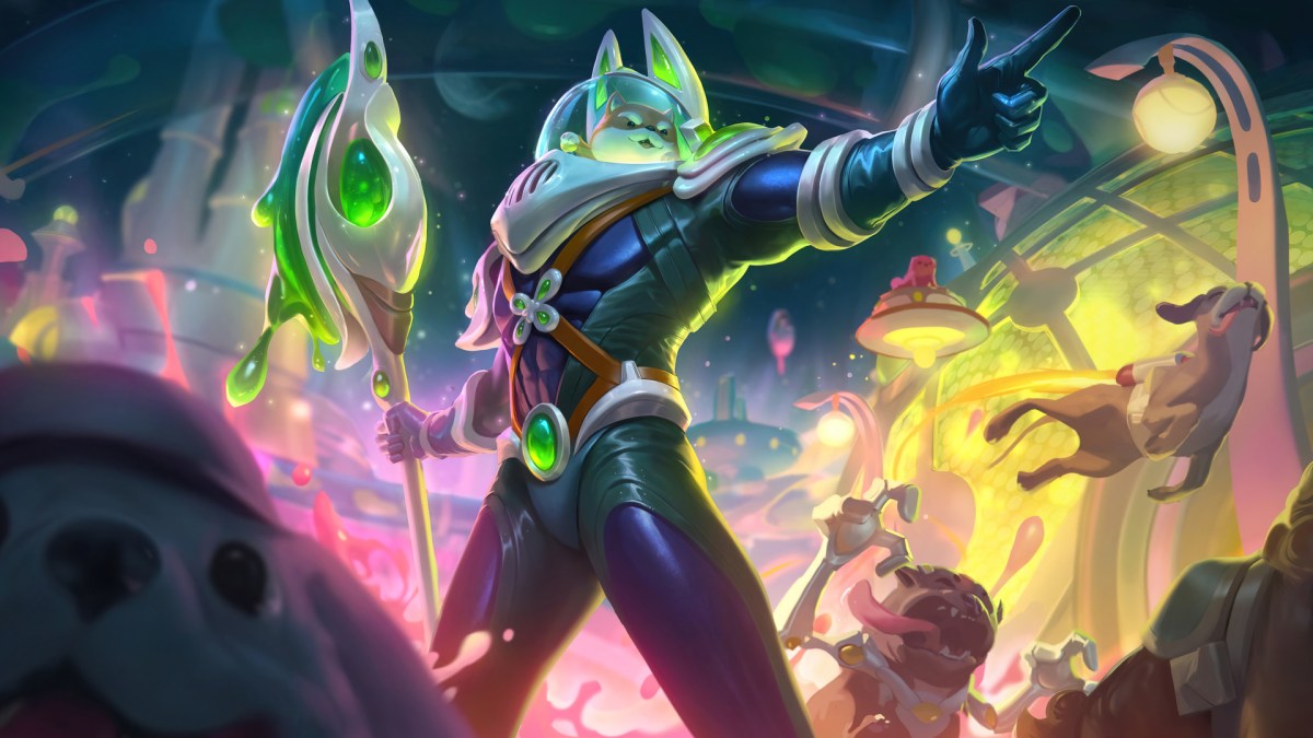 Nasus in his Space Groove skin, where he is a mech piloted by a dog.