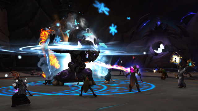 Players battle against Kurog Grimtotem in WoW Dragonflight's Vault of the Incarnates raid.