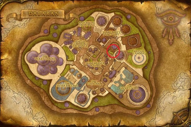 A map of Dalaran in WoW Wrath of the Lich King Classic.