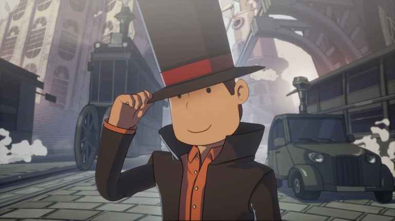 Professor Layton wearing a top hat in  Professor Layton and the New World of Steam