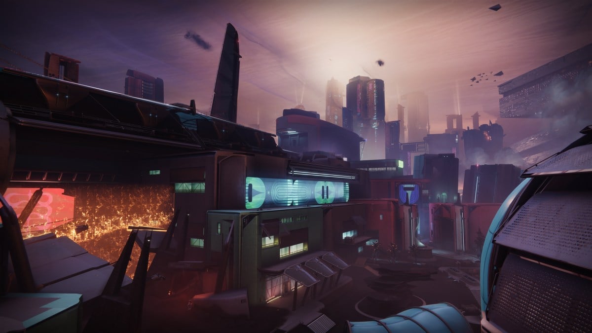 A wide shot of Neomuna, a city on Neptune in Destiny 2.