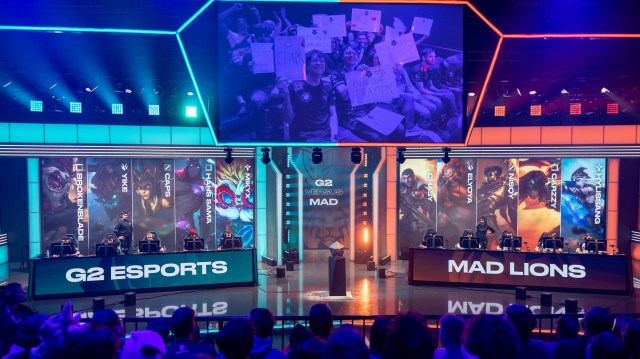 G2 Esports vs. MAD Lions on stage in LEC.