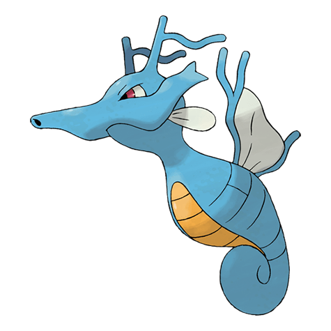 Kingdra is a large blue seahorse Pokémon capable of using Dragon-type attacks.