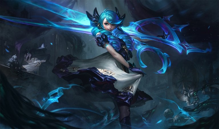 Gwen's base splash art for League of Legends.