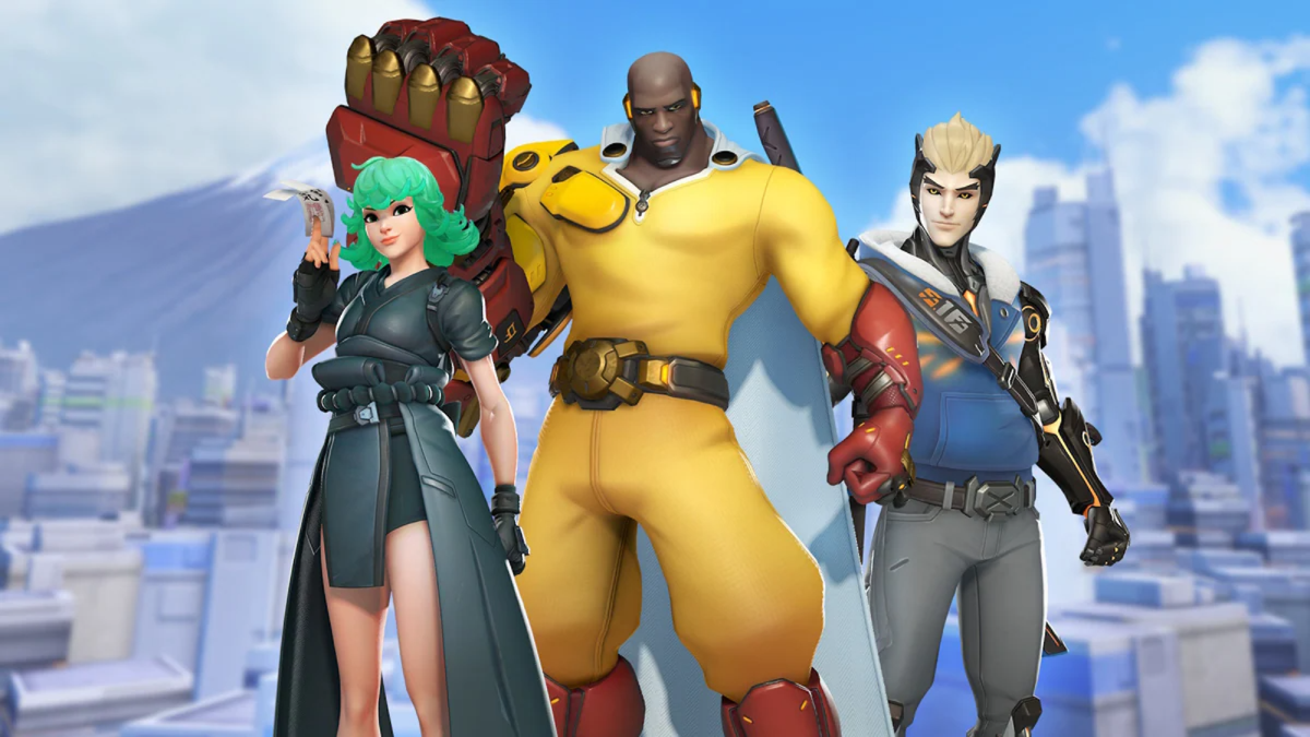 Several collaborative Overwatch skins, including Doomfist One Punch Man.