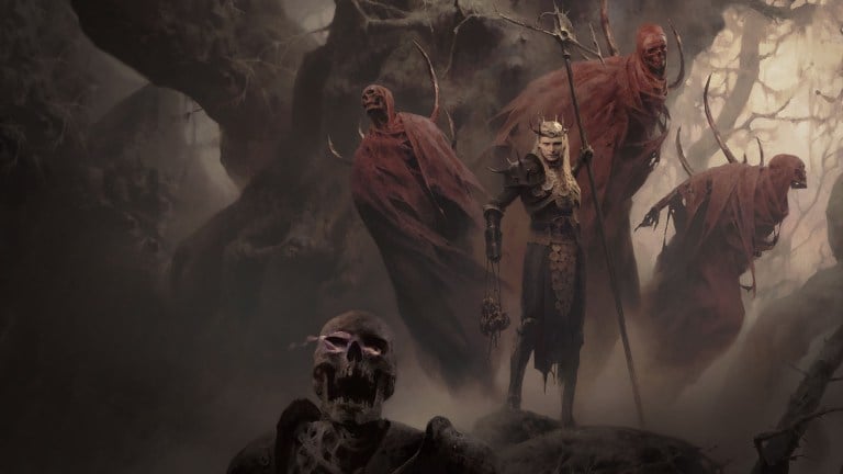 Diablo 4 Necromancer class surrounded by summoned creatures