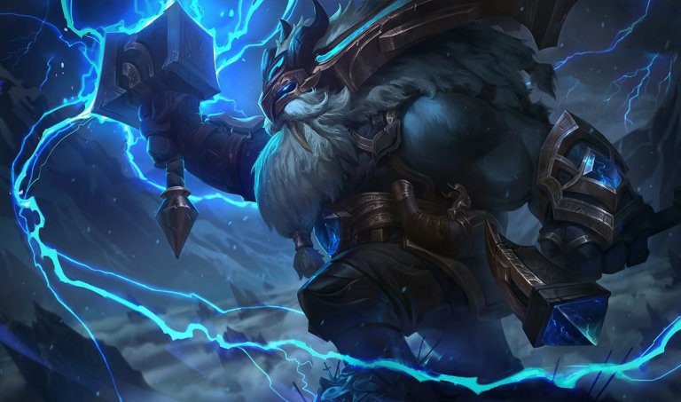 Thunder Lord Ornn splash art in League of Legends -- alternative splash art skin 1