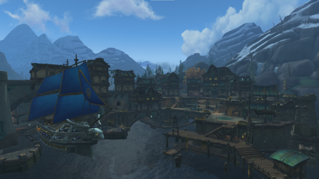 A view of Tradewinds Market in Boralus in World of Warcraft.