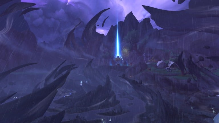 An in-game screenshot of the Forbidden Reach in WoW Dragonflight.