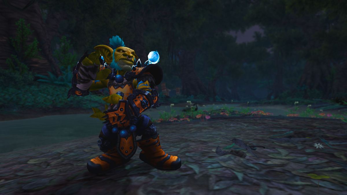 Goblin Monk in a zone in WoW casting spells.