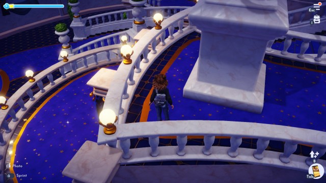 The player looking at a pebble inside the Dream Castle.