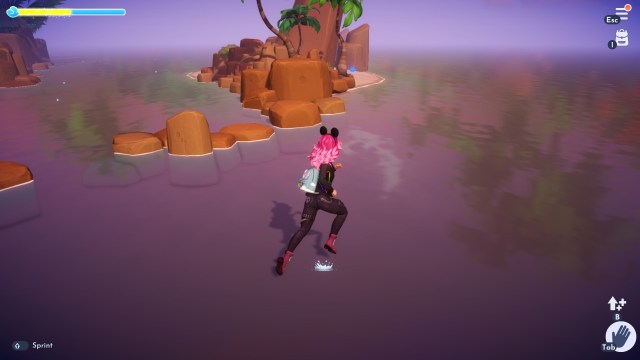 The player running in water.