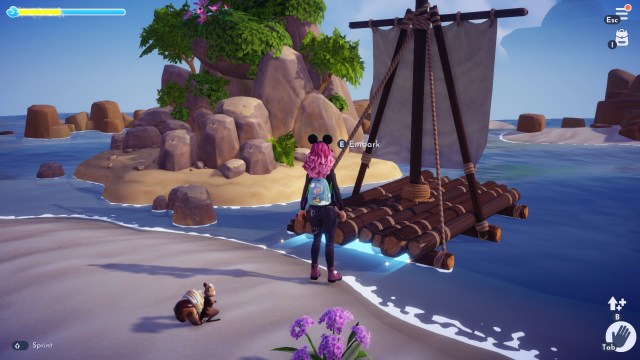 The player about to embark on a ship.