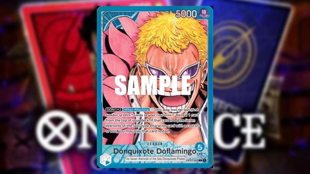 Doflamingo from One Piece appears on a Blue Leader card from the Bandai card game.