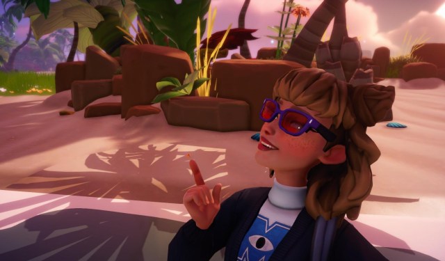 The player taking a selfie with the Orange Potato in the Moana Realm.
